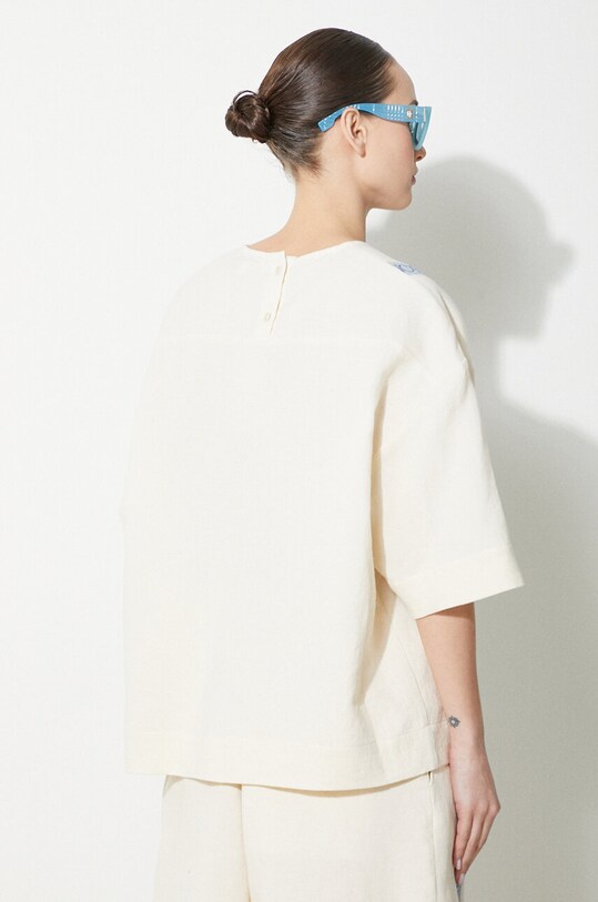 Clothing JW Anderson linen blend blouse Boxy T-Shirt TP0320.PG1483.046 beige