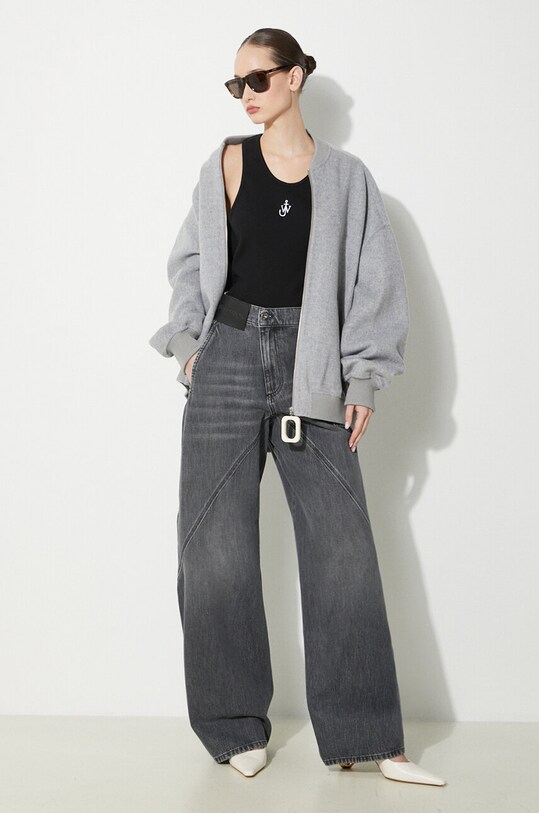 Хлопковый топ JW Anderson Anchor Embroidery Tank Top JO0205.PG1512.999 чёрный SS24