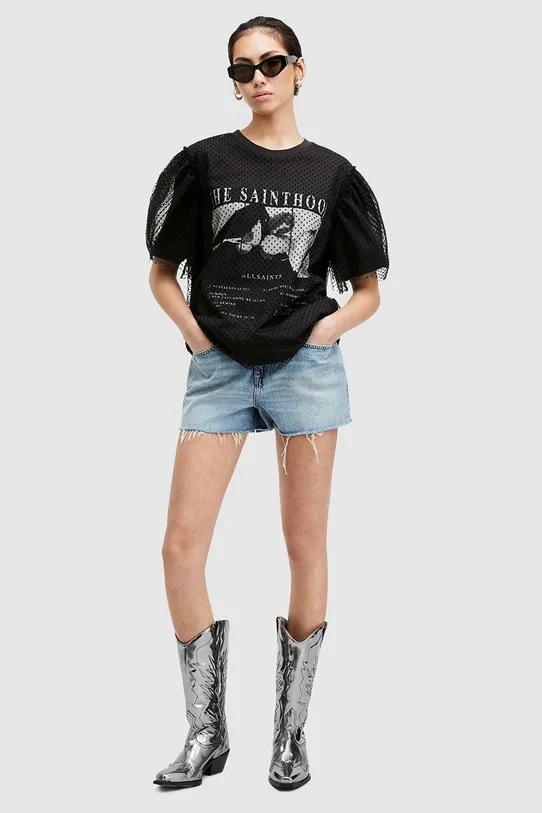 Тениска AllSaints ROSEKIS TOMMI TEE черен W019JA