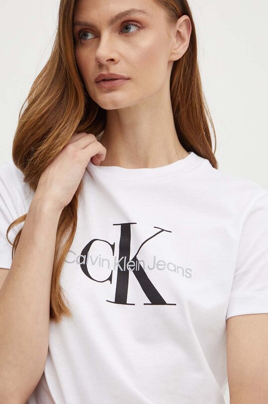 Bavlnené tričko Calvin Klein Jeans J20J219142 biela SS24