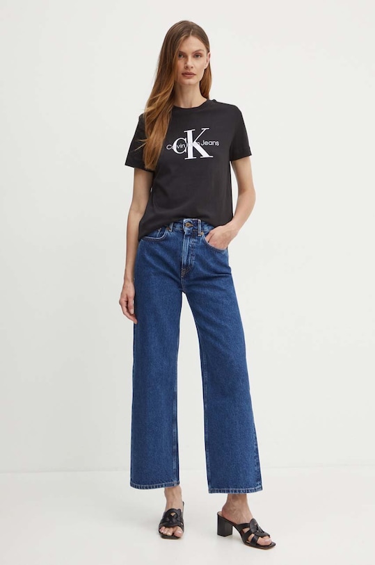 Bavlněné tričko Calvin Klein Jeans J20J219142 černá SS24
