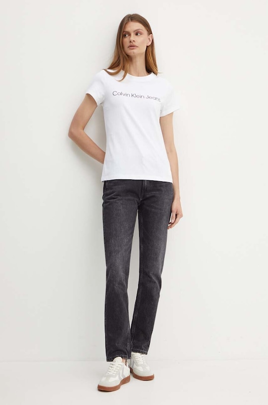 Bavlnené tričko Calvin Klein Jeans J20J220253 biela SS24