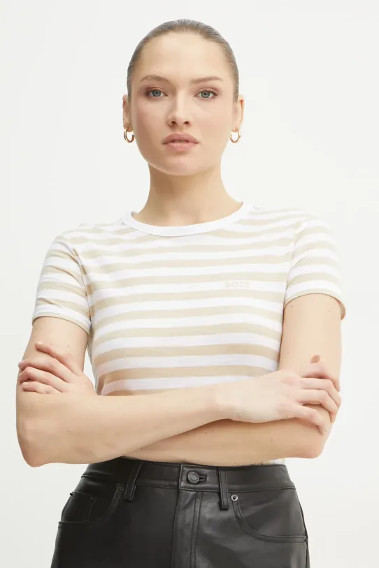 Хлопковая футболка Boss Orange бежевый 50504192