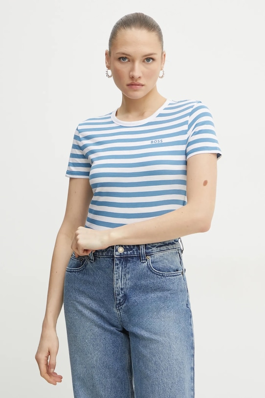 BOSS Orange t-shirt bawełniany niebieski 50504192