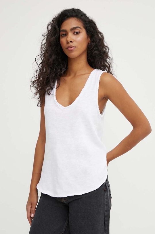 American Vintage pamut top DEBARDEUR COL U pamut fehér SON29GE24