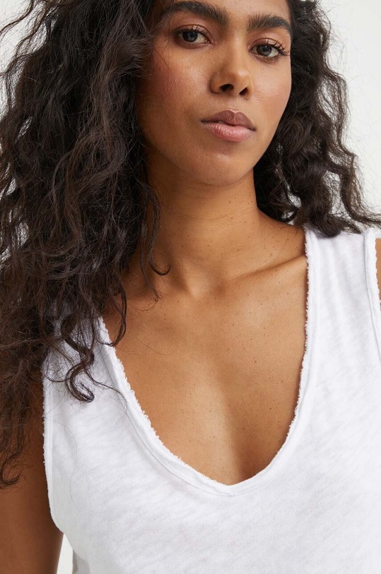 American Vintage pamut top DEBARDEUR COL U fehér SON29GE24