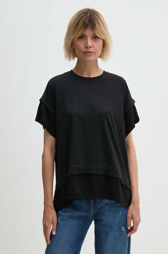 Футболка Sisley хлопок чёрный 33D6L106D