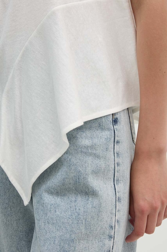 Футболка з домішкою льону Sisley 36QKL106G білий