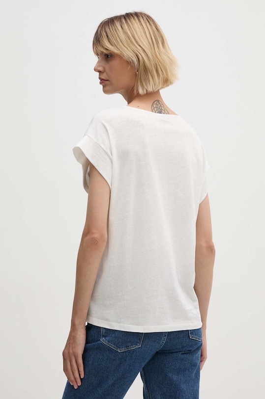 Odzież Sisley t-shirt z domieszką lnu 36QKL106H beżowy