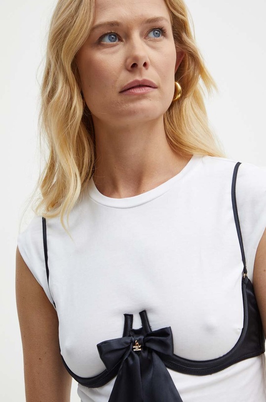 Elisabetta Franchi t-shirt bawełniany TO01542E2.NORBLIN biały SS24