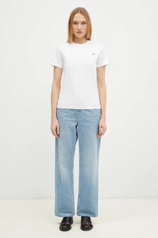 Βαμβακερό μπλουζάκι Maison Kitsuné Baby Fox Patch Regular Tee Shirt MW00110KJ0008 λευκό