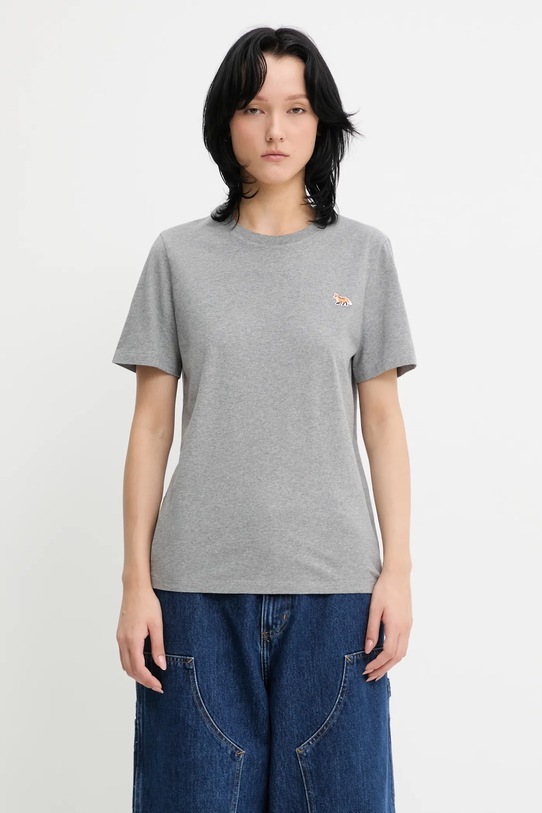 Maison Kitsuné t-shirt bawełniany Baby Fox Patch Regular Tee Shirt gładkie szary MW00110KJ0008