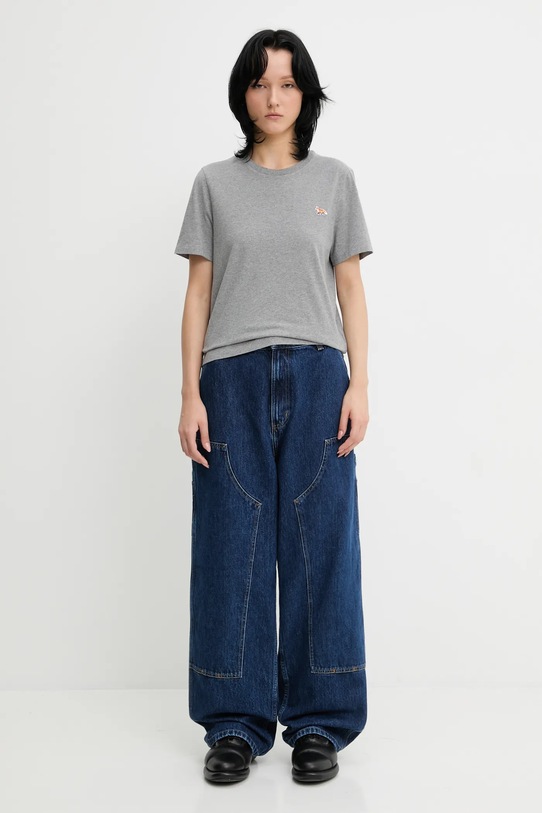 Maison Kitsuné t-shirt bawełniany Baby Fox Patch Regular Tee Shirt MW00110KJ0008 szary