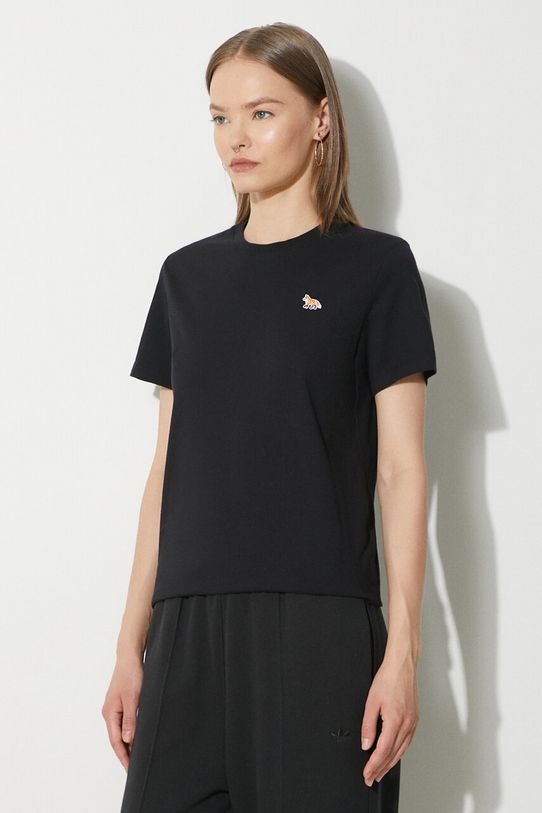Хлопковая футболка Maison Kitsuné Baby Fox Patch Regular Tee Shirt MW00110KJ0008 чёрный