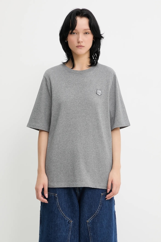 Maison Kitsuné t-shirt in cotone Bold Fox Head Patch Comfort grigio MW00127KJ0119