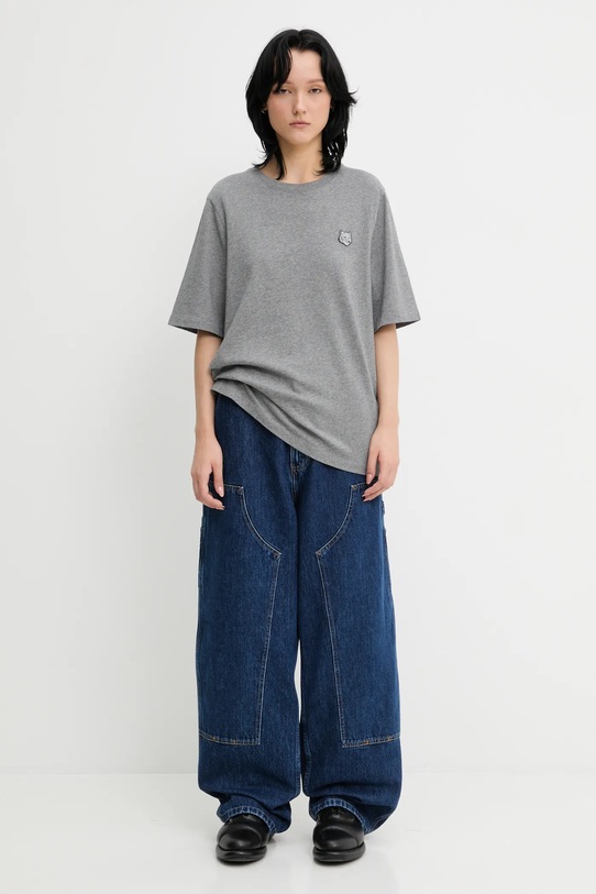 Maison Kitsuné t-shirt in cotone Bold Fox Head Patch Comfort MW00127KJ0119 grigio