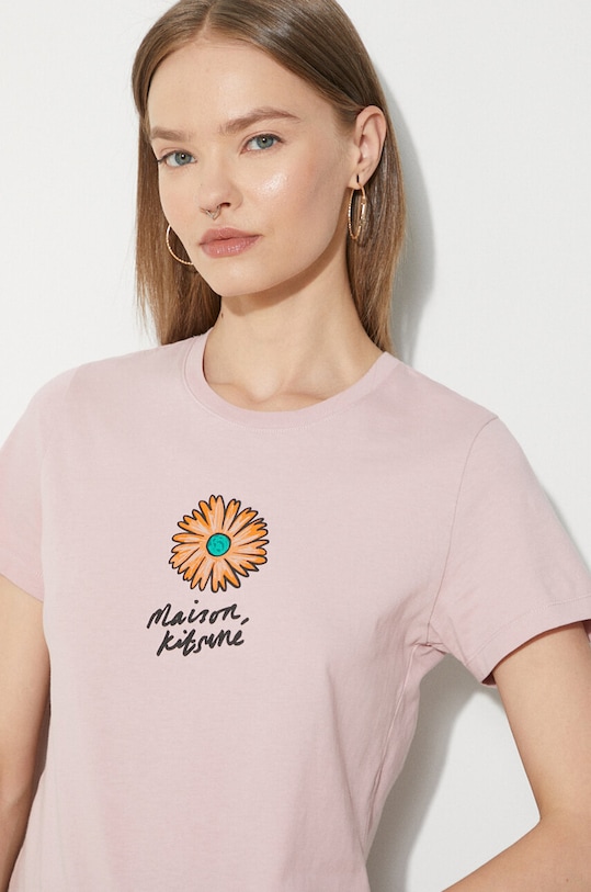 Maison Kitsuné cotton t-shirt Floating Flower Baby MW00123KJ0008 pink