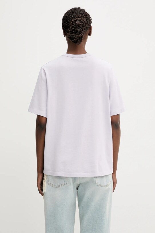 Одежда Хлопковая футболка Maison Kitsuné Handwriting Comfort MW00126KJ0119 фиолетовой