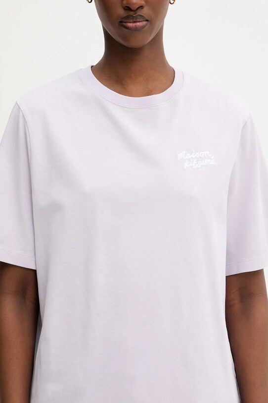 Хлопковая футболка Maison Kitsuné Handwriting Comfort фиолетовой MW00126KJ0119