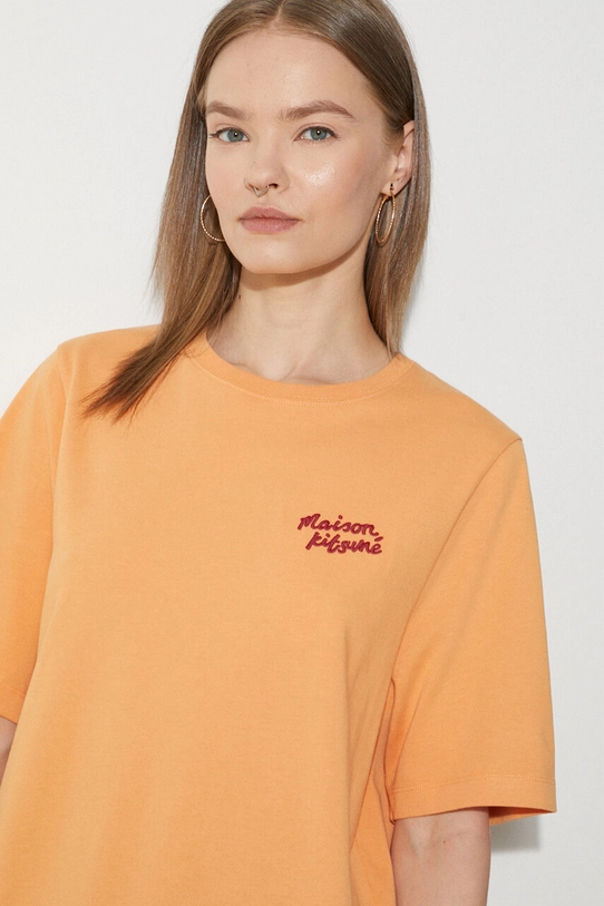 Maison Kitsuné t-shirt bawełniany Handwriting Comfort MW00126KJ0119 pomarańczowy