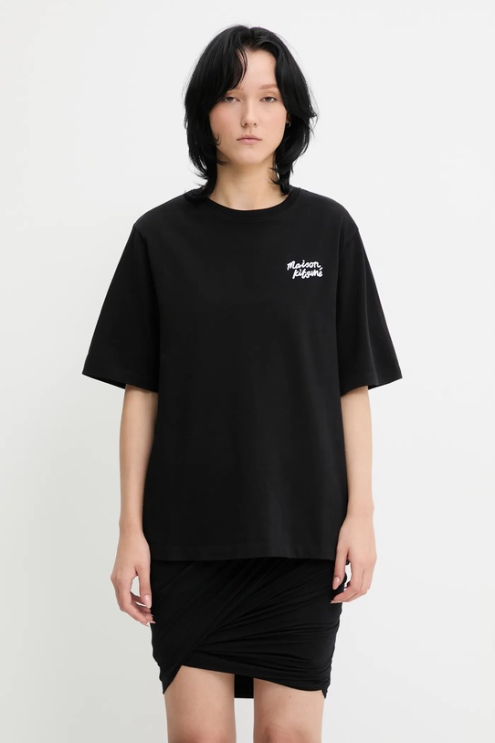Maison Kitsuné t-shirt bawełniany Handwriting Comfort czarny MW00126KJ0119