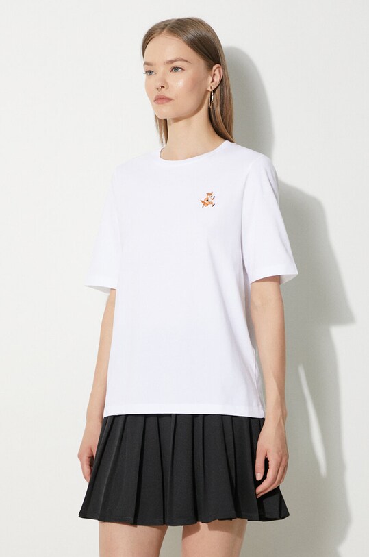 Bavlněné tričko Maison Kitsuné Speedy Fox Patch Comfort Tee Shirt bílá MW00119KJ0008