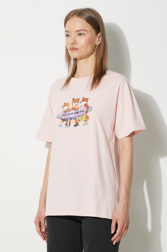 Maison Kitsuné cotton t-shirt Surfing Foxes Comfort Tee Shirt pink MW00116KJ0136