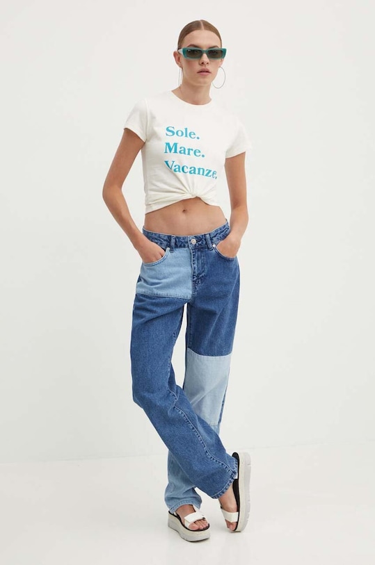 Drivemebikini tricou din bumbac Sole Mare Vacanze 2016.DRV.001.EC bej SS24