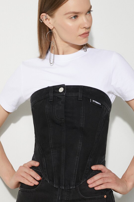 VETEMENTS denim top Denim Corsette Top button down collar black WE64TO100B