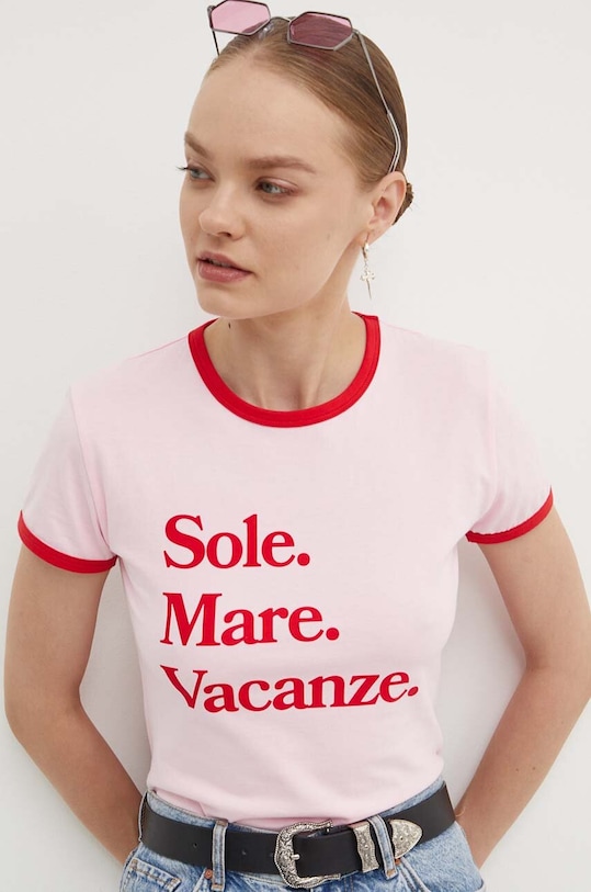 Bavlnené tričko Drivemebikini Sole Mare Vintage ružová 2015.DRV.001.PR