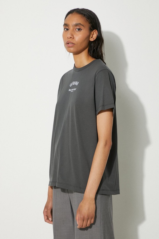 GANNI t-shirt bawełniany Basic Jersey Ganni Relaxed T-shirt szary T3590