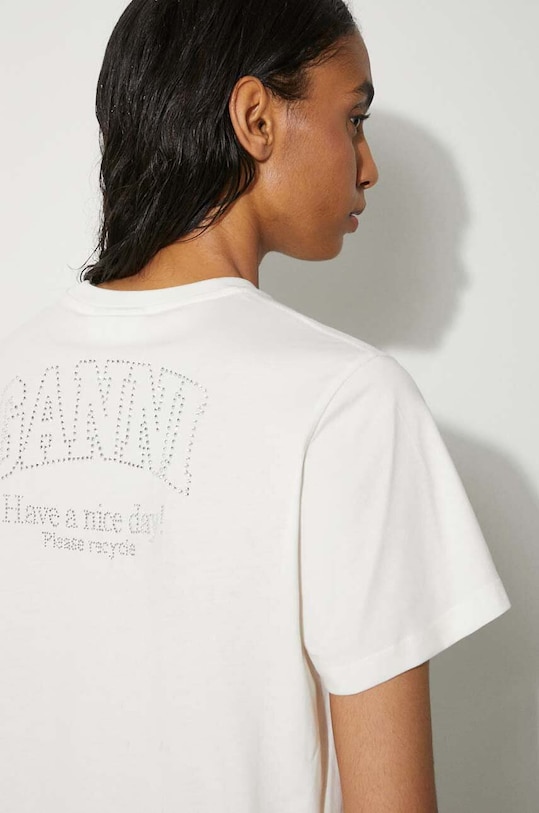Βαμβακερό μπλουζάκι GANNI Basic Jersey Rhinestone Relaxed T-shirt