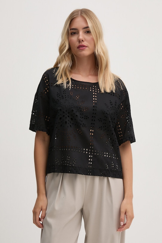 Bavlněná halenka Sandro Ferrone krátký černá SFS14XBDBENEVOLO