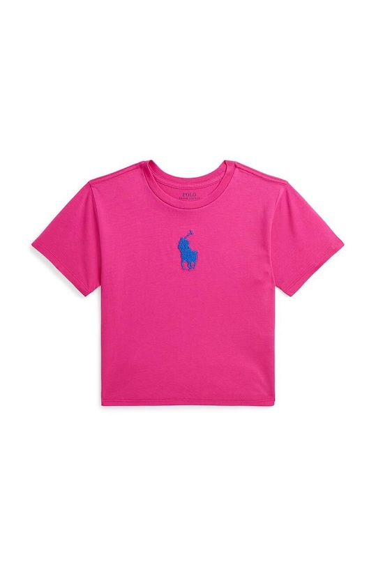 Dětské bavlněné tričko Polo Ralph Lauren kulatý růžová 313925930002