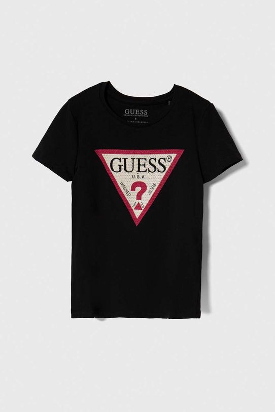 Guess t-shirt dziecięcy aplikacja czarny J2YI51.K6YW1.PPYH
