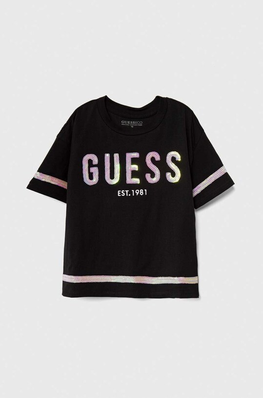 Guess t-shirt dziecięcy aplikacja czarny J4RI08.K6YW4.PPYH