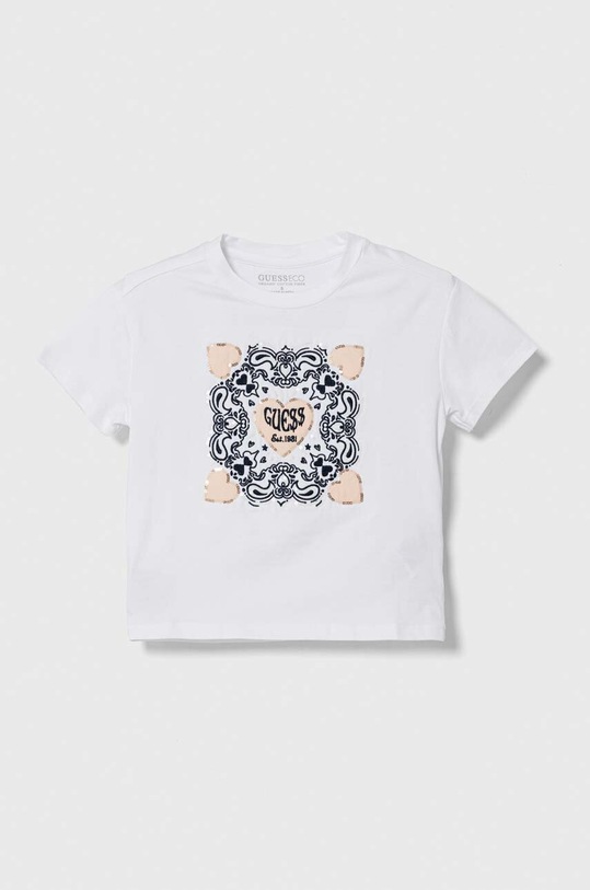 Guess t-shirt dziecięcy aplikacja biały J4RI23.K6YW4.PPYH