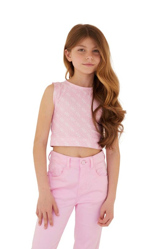 Guess top dziecięcy wzorzyste różowy J4RI36.MC01P.PPYH