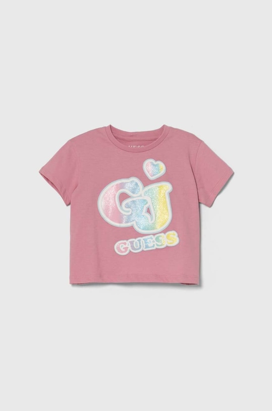 Guess t-shirt bawełniany dziecięcy nadruk różowy K4RI28.K8HM0.PPYH