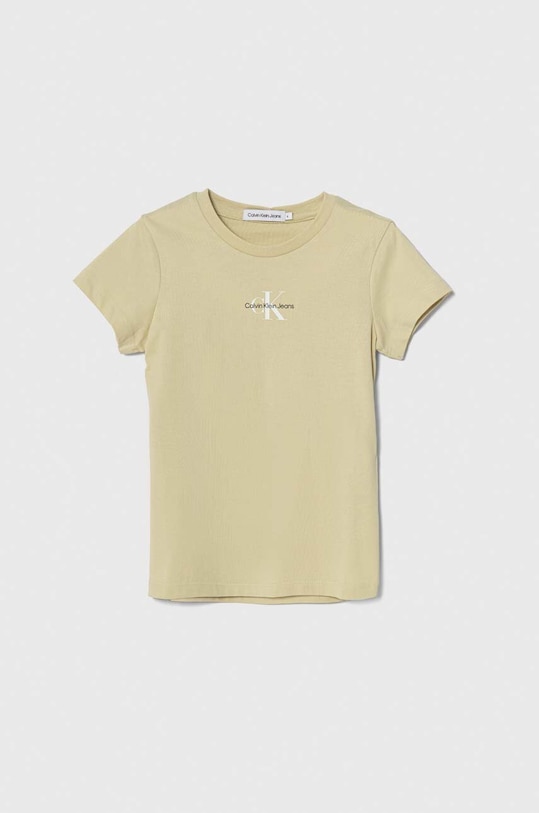Παιδικό βαμβακερό μπλουζάκι Calvin Klein Jeans πράσινο IG0IG01470.128.176.PPYH