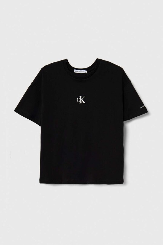 Детская хлопковая футболка Calvin Klein Jeans хлопок чёрный IG0IG02136.128.176.PPYH