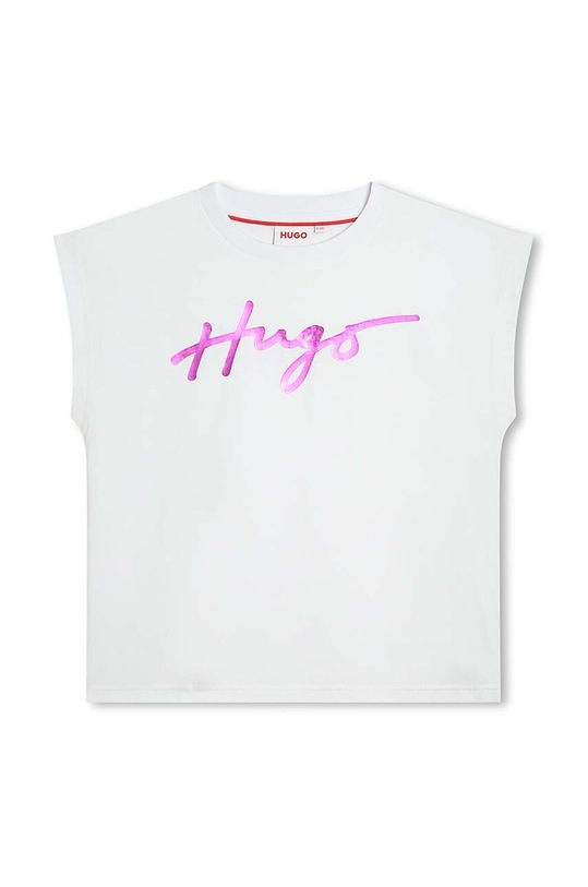 HUGO t-shirt bawełniany dziecięcy nadruk biały G00061.114.150
