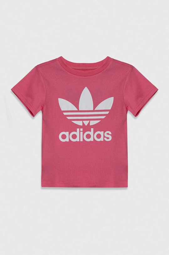 Dječja pamučna majica kratkih rukava adidas Originals TREFOIL TEE print roza IR6886
