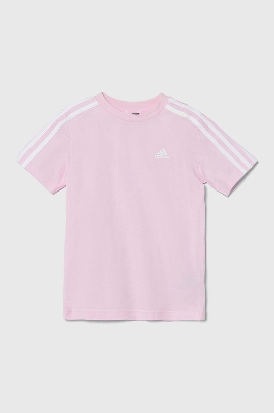 Παιδικό βαμβακερό μπλουζάκι adidas απλικέ ροζ IS2446