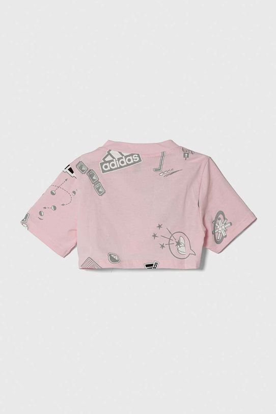 Dječja pamučna majica kratkih rukava adidas IS3769 roza SS24