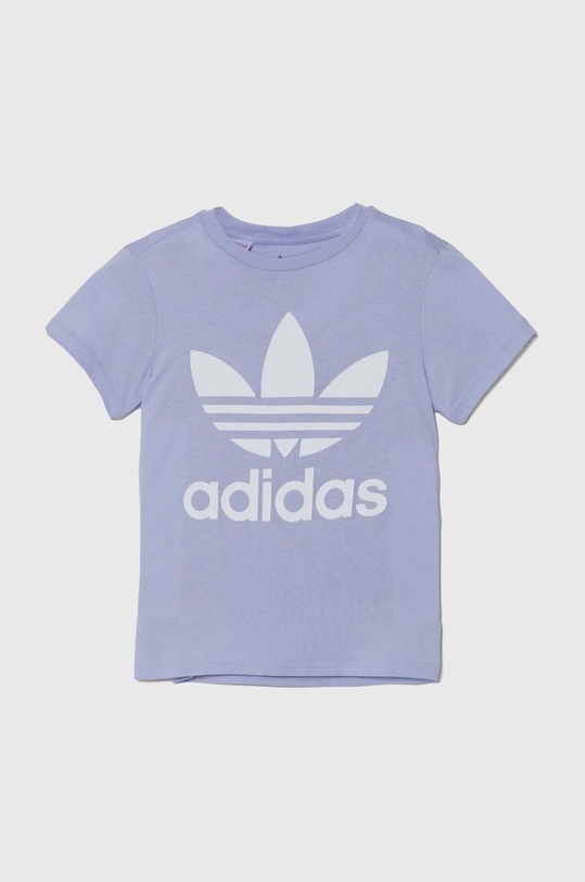 Παιδικό βαμβακερό μπλουζάκι adidas Originals στάμπα μωβ IN8447