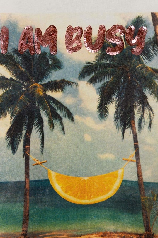 Djevojčice Dječja pamučna majica kratkih rukava Sisley 3096X104A.G.Seasonal bijela