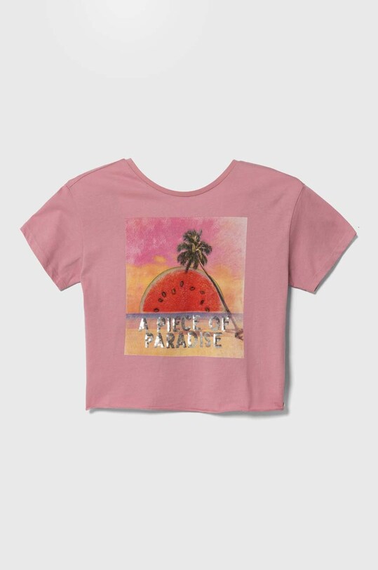 Sisley tricou de bumbac pentru copii imprimeu roz 3096X104A.G.Seasonal
