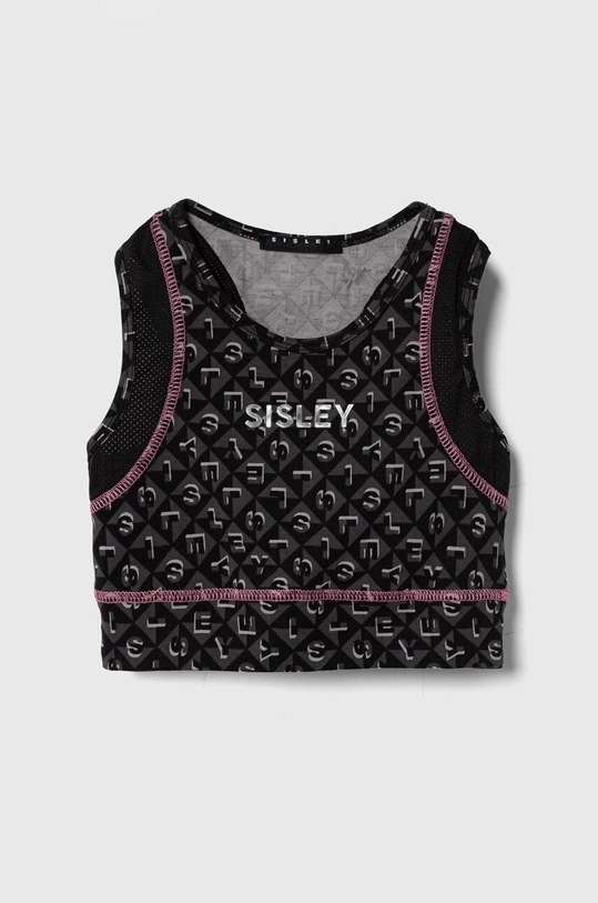 Sisley top dziecięcy wzorzyste czarny 3KVPXH00G.G.Seasonal