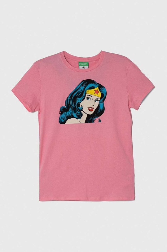 United Colors of Benetton t-shirt bawełniany dziecięcy nadruk różowy 3096C10IO.G.Seasonal